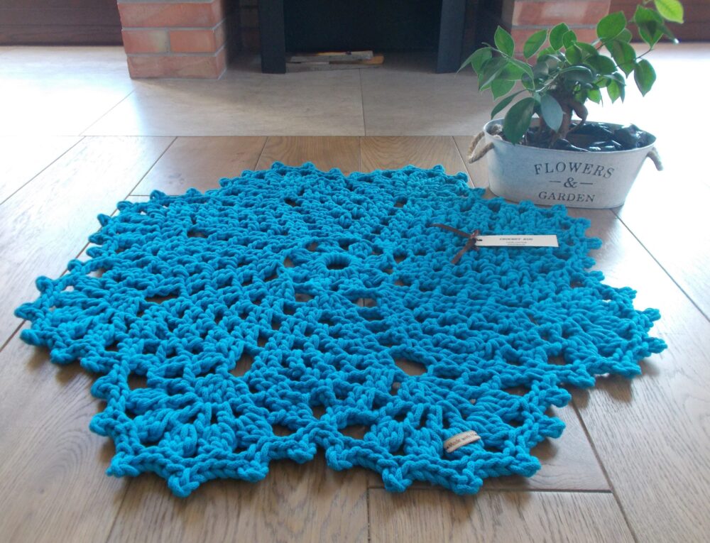 dywan, dywan szydełkowy, dywan ze sznurka, dywan okrągły