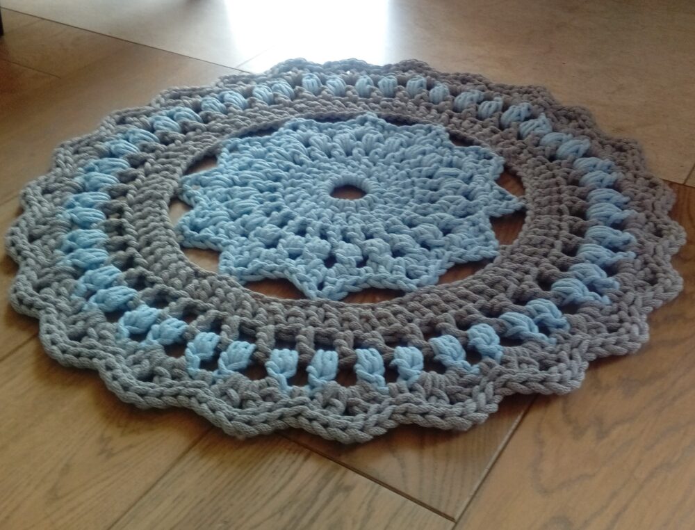 dywan, dywan ze sznurka, dywan szydełkowy, dywan okrągły, mandala lace