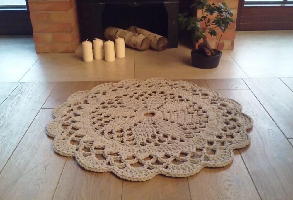 dywan, dywan szydełkowy, dywan ze sznurka, dywan okrągły