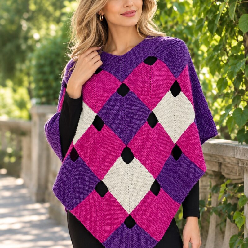 poncho na drutach